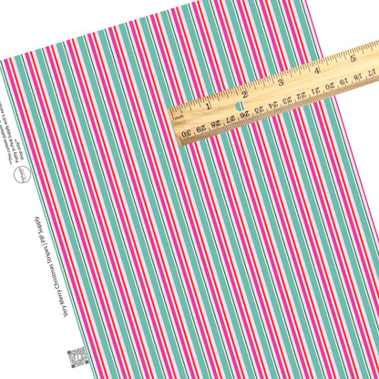 Multi christmas stripes pink and green faux leather sheets
