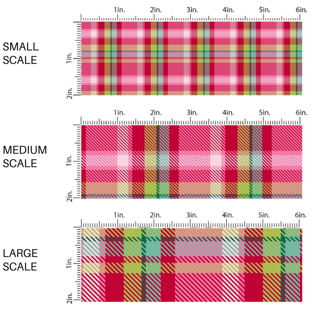 These winter themed pattern fabric by the yard features the following design elements: colorful Christmas tartan pattern. This fun themed fabric can be used for all your sewing and crafting needs!