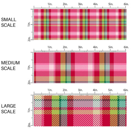 These winter themed pattern fabric by the yard features the following design elements: colorful Christmas tartan pattern. This fun themed fabric can be used for all your sewing and crafting needs!