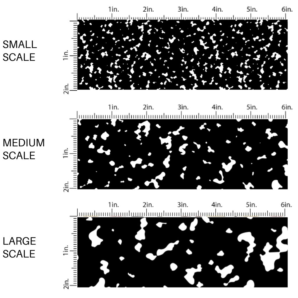 This scale chart of small scale, medium scale, and large scale of this school supply fabric by the yard features classic black composition pattern. This fun themed fabric can be used for all your sewing and crafting needs!