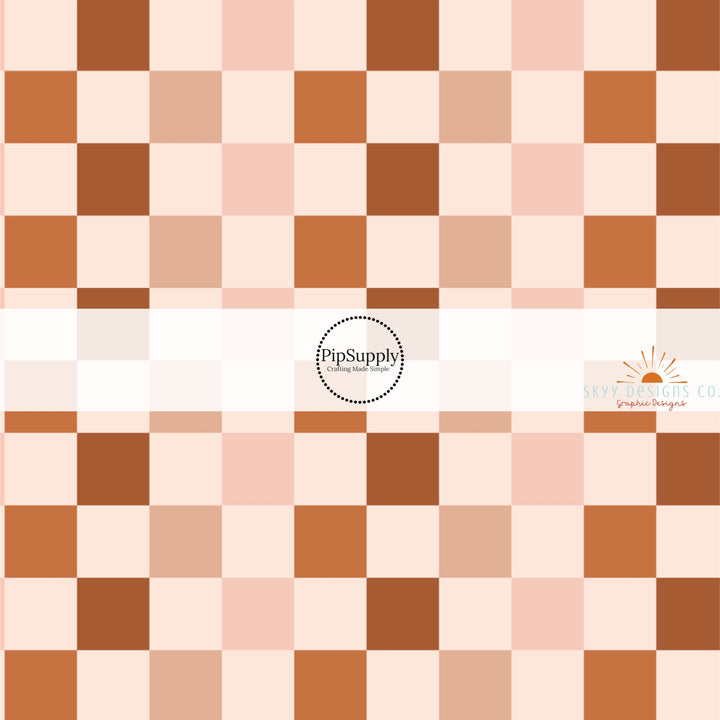 These autumn themed pattern fabric by the yard features the following design elements: fall checker pattern. This fun themed fabric can be used for all your sewing and crafting needs!