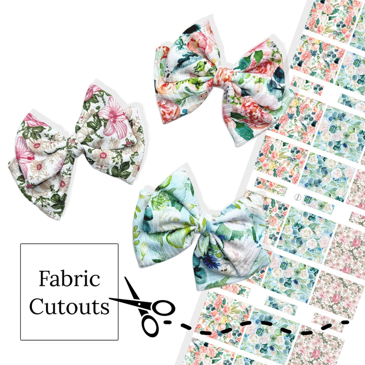 These spring floral DIY bows can be quickly cut and assembled for a trendy spring bow. They're ideal for easy at-home styling, individual use, or even resale. Get creative and add a splash of color to your look with these low-maintenance bows.