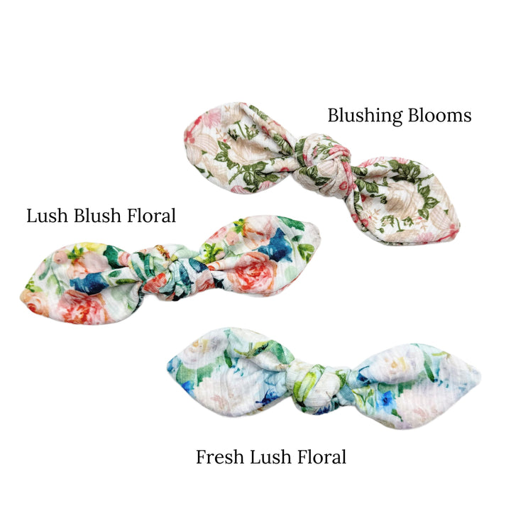 These spring floral DIY bows can be quickly cut and assembled for a trendy spring bow. They're ideal for easy at-home styling, individual use, or even resale. Get creative and add a splash of color to your look with these low-maintenance bows.