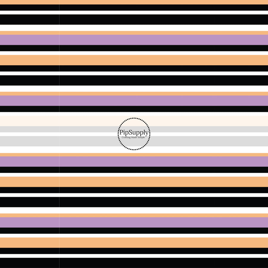 These Halloween themed pattern fabric by the yard features the following design elements: colorful stripe pattern. This fun spooky themed fabric can be used for all your sewing and crafting needs!