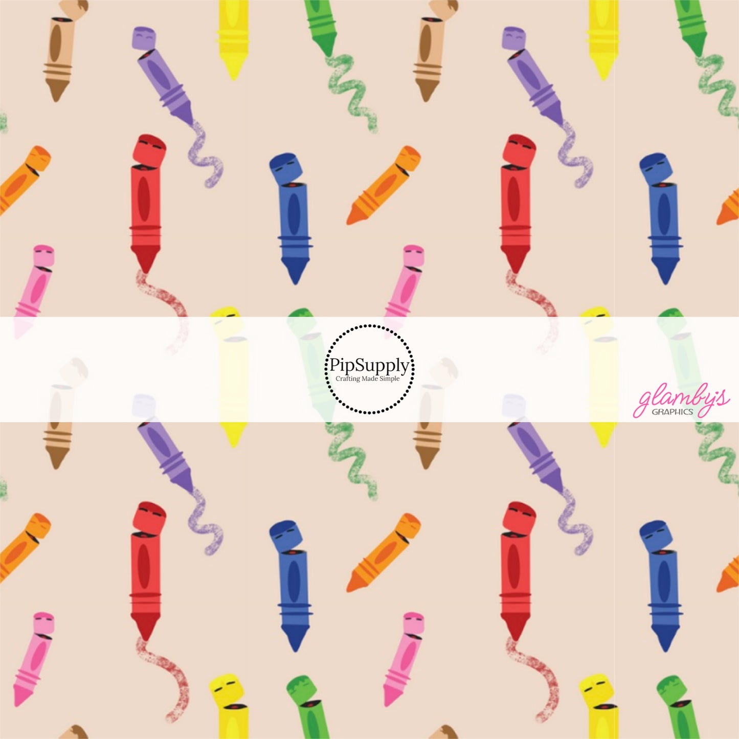 This school fabric by the yard features colorful crayons on light brown. This fun themed fabric can be used for all your sewing and crafting needs!