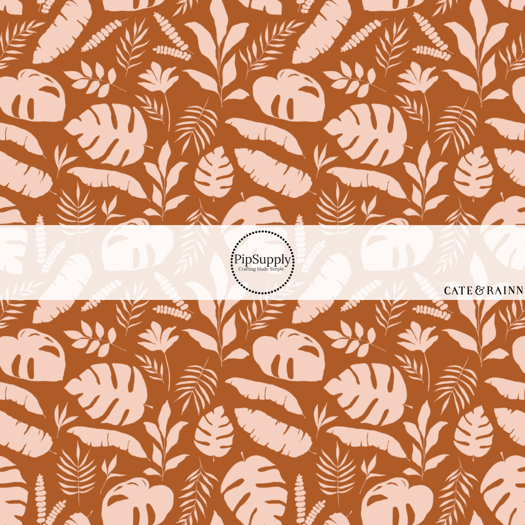 These jungle pattern fabric by the yard features tropical jungle foliage colorblocks. This fun fabric can be used for all your sewing and crafting needs!