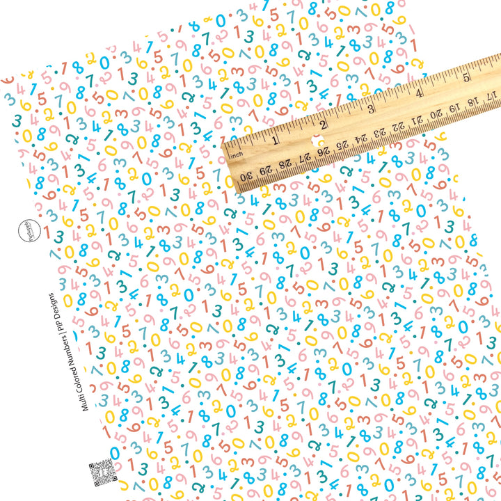 Scattered numbers and dots on white faux leather sheets