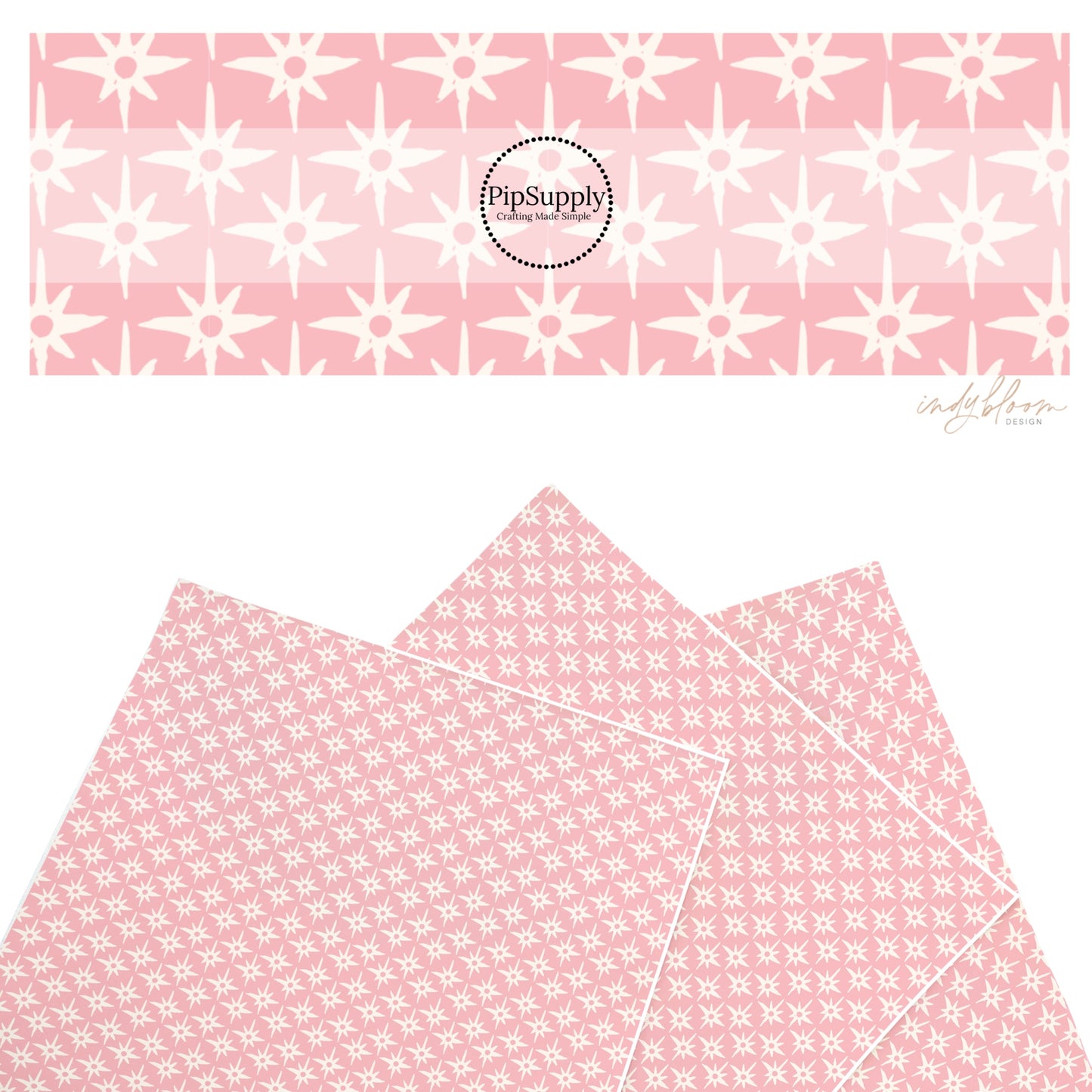 These summer faux leather sheets contain the following design elements: compass star pattern on pink. Our CPSIA compliant faux leather sheets or rolls can be used for all types of crafting projects.