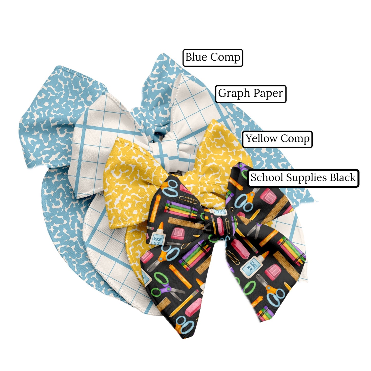 Blue Composition Hair Bow Strips