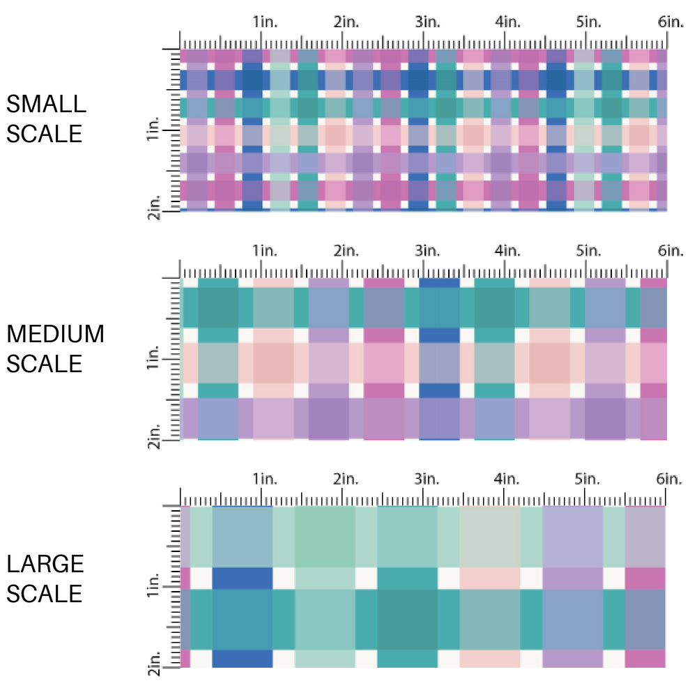 Pink, Blue, and Purple Plaid Printed Fabric by the Yard scaled image guide.