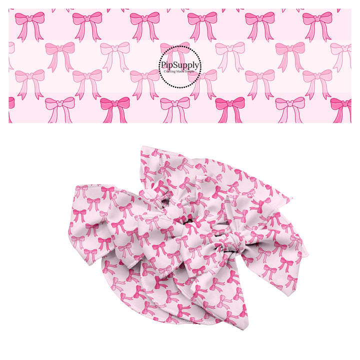 These magical themed no sew bow strips can be easily tied and attached to a clip for a finished hair bow. These bow strips are great for personal use or to sell. These bow strips feature the following design elements: pink coquette bow pattern.