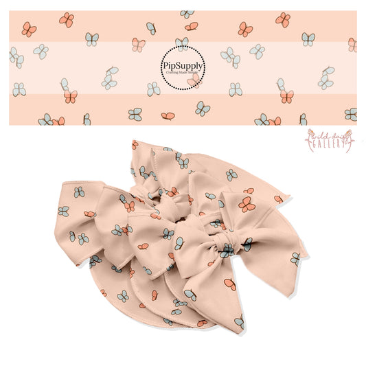 These fun summer themed bow strips feature small butterflies in light orange and light blue are great for personal use or to sell.