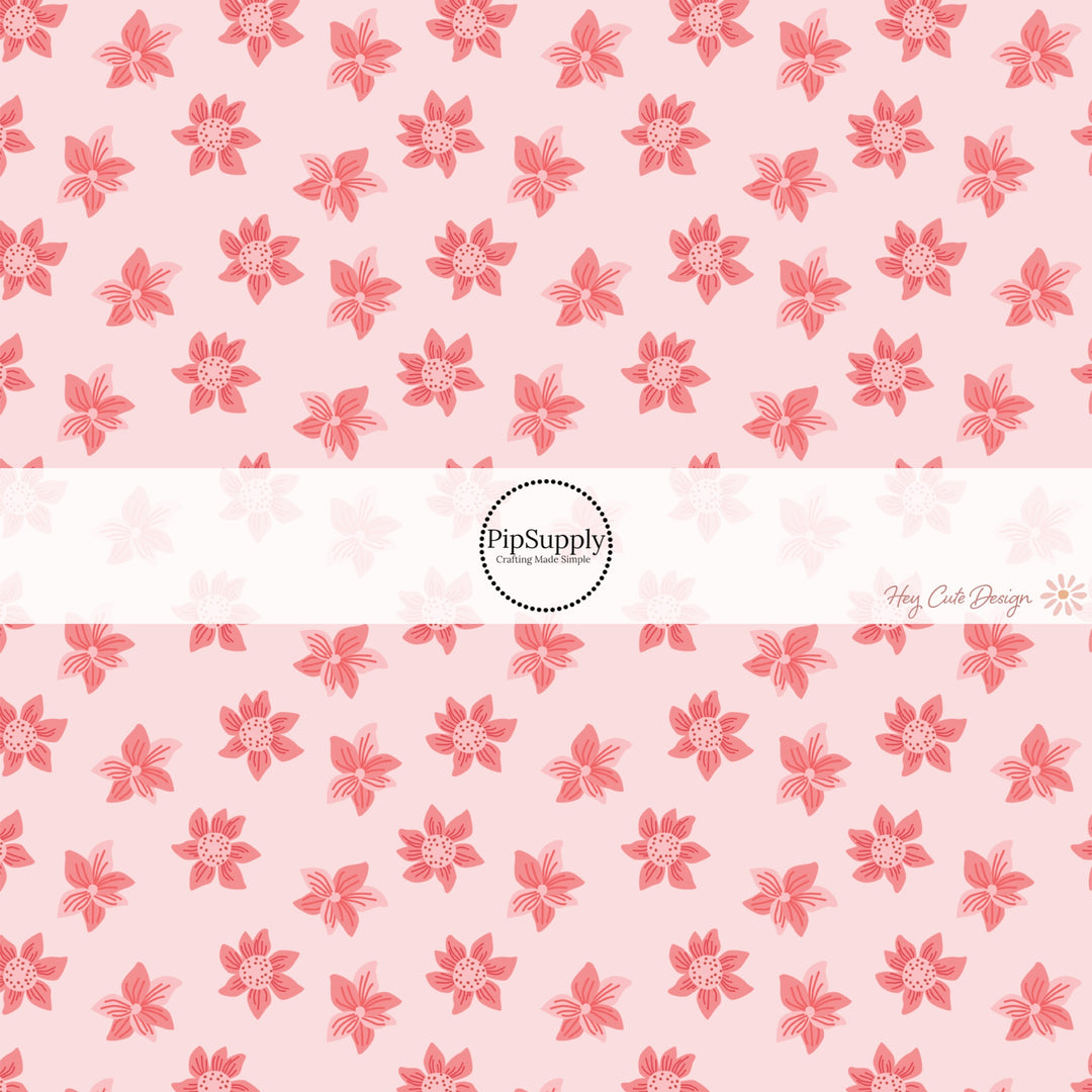 This Easter themed fabric by the yard features Easter coral flowers. This fun pattern fabric can be used for all your sewing and crafting needs!