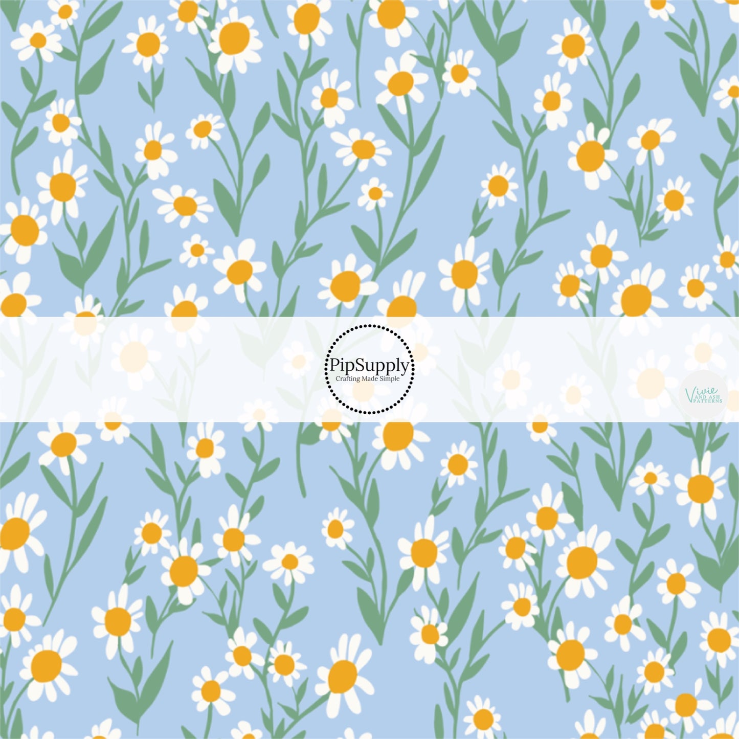 These spring floral pattern themed no sew bow strips can be easily tied and attached to a clip for a finished hair bow. These patterned bow strips are great for personal use or to sell. These bow strips features cornflower daisies on light blue.