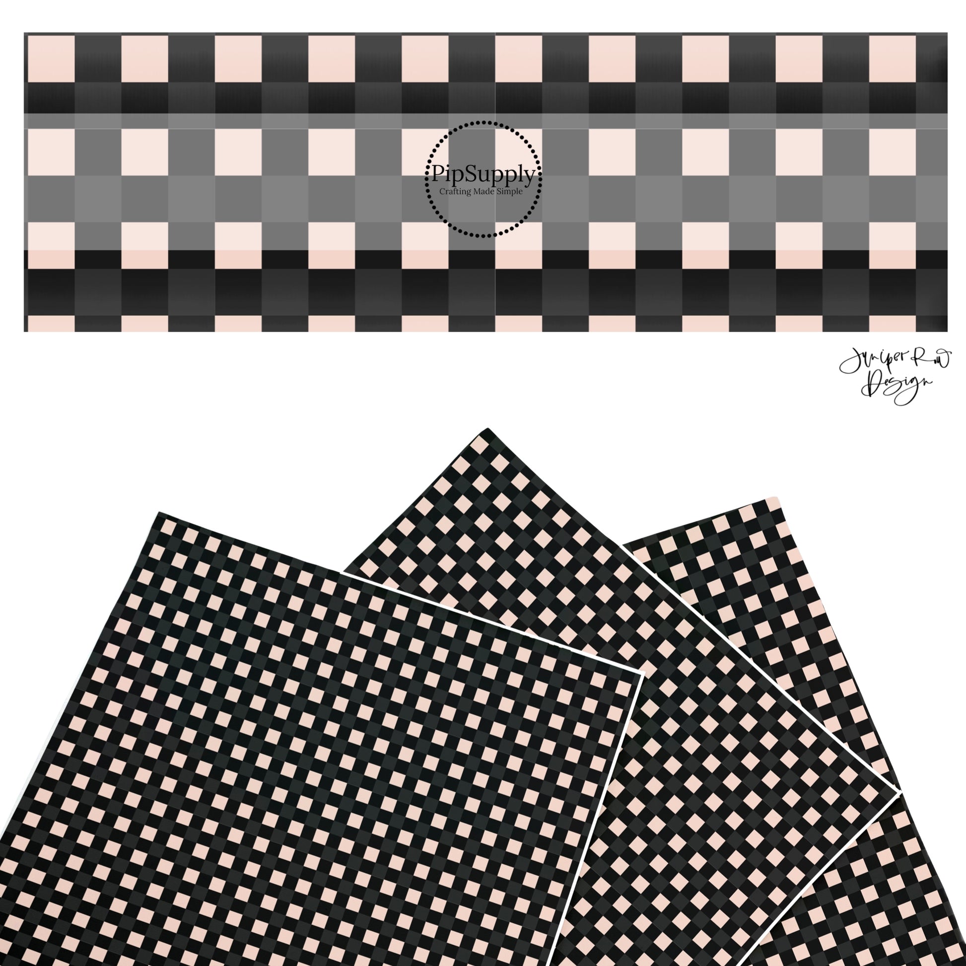 These Halloween themed pattern faux leather sheets contain the following design elements: black and pink plaid. Our CPSIA compliant faux leather sheets or rolls can be used for all types of crafting projects.