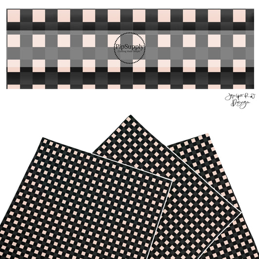 These Halloween themed pattern faux leather sheets contain the following design elements: black and pink plaid. Our CPSIA compliant faux leather sheets or rolls can be used for all types of crafting projects.