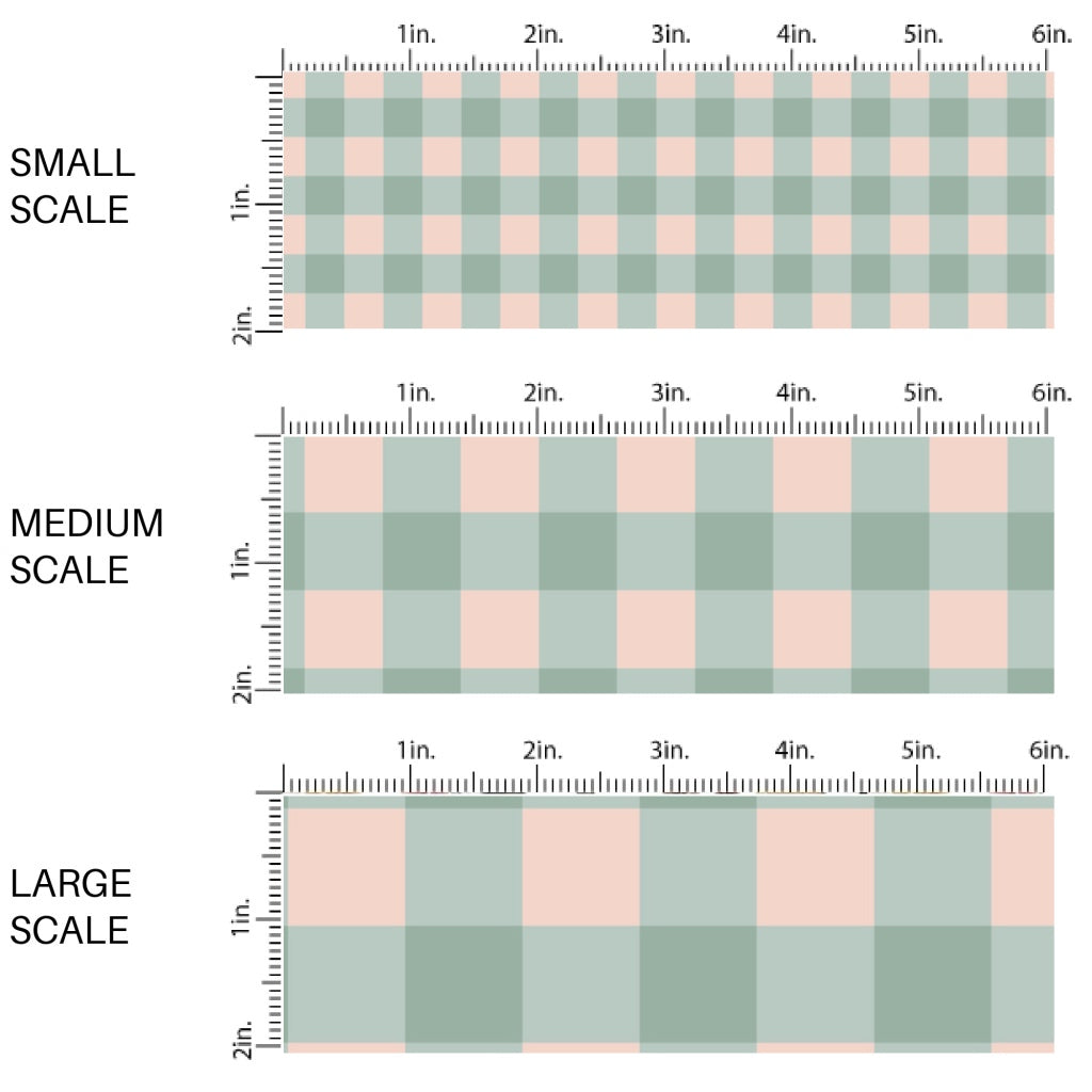 This scale chart of small scale, medium scale, and large scale of these Halloween themed pattern fabric by the yard features the following design elements: blue and pink plaid. This fun spooky themed fabric can be used for all your sewing and crafting needs!