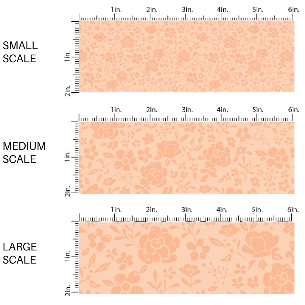 This scale chart of small scale, medium scale, and large scale of these spring and summer pattern fabric by the yard features farm and meadow country floral patterns. This fun fabric can be used for all your sewing and crafting needs!