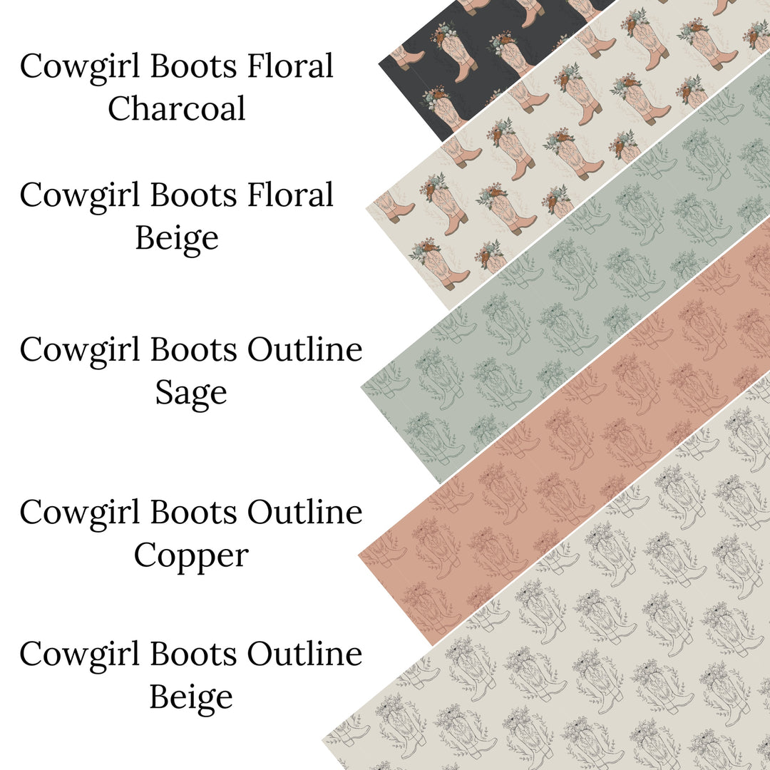 These summer pattern faux leather sheets contain the following design elements: western cowgirl boots and flowers. Our CPSIA compliant faux leather sheets or rolls can be used for all types of crafting projects.