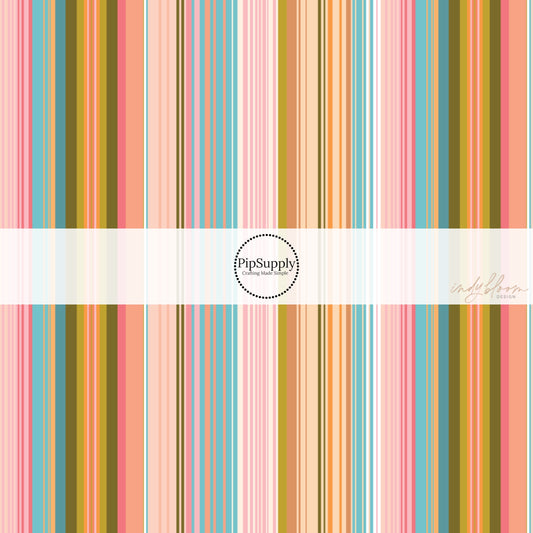 This summer fabric by the yard feature western colorful stripes. This fun summer western themed fabric can be used for all your sewing and crafting needs!