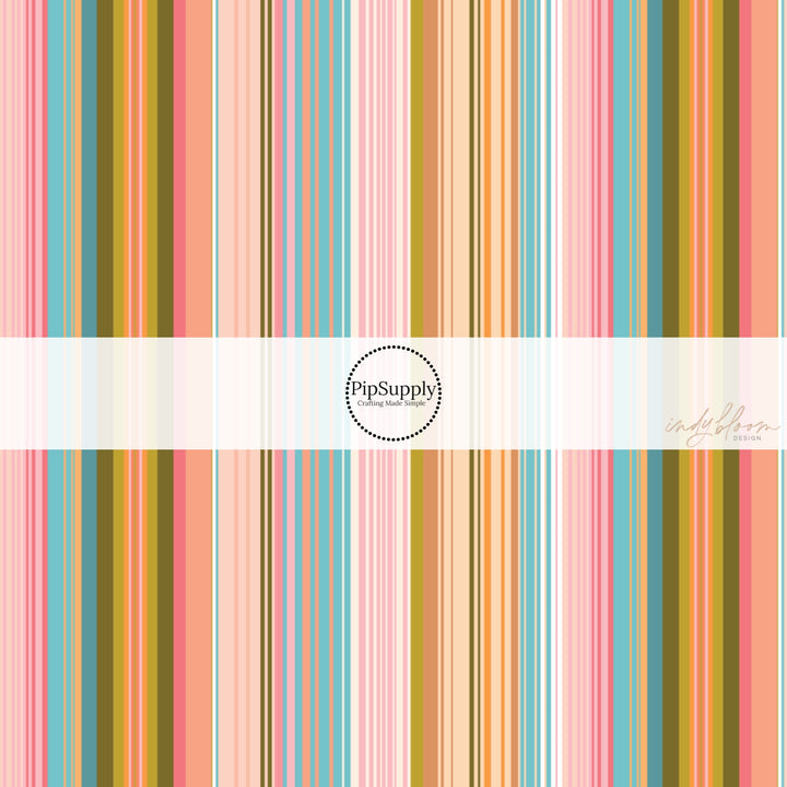 This summer fabric by the yard feature western colorful stripes. This fun summer western themed fabric can be used for all your sewing and crafting needs!