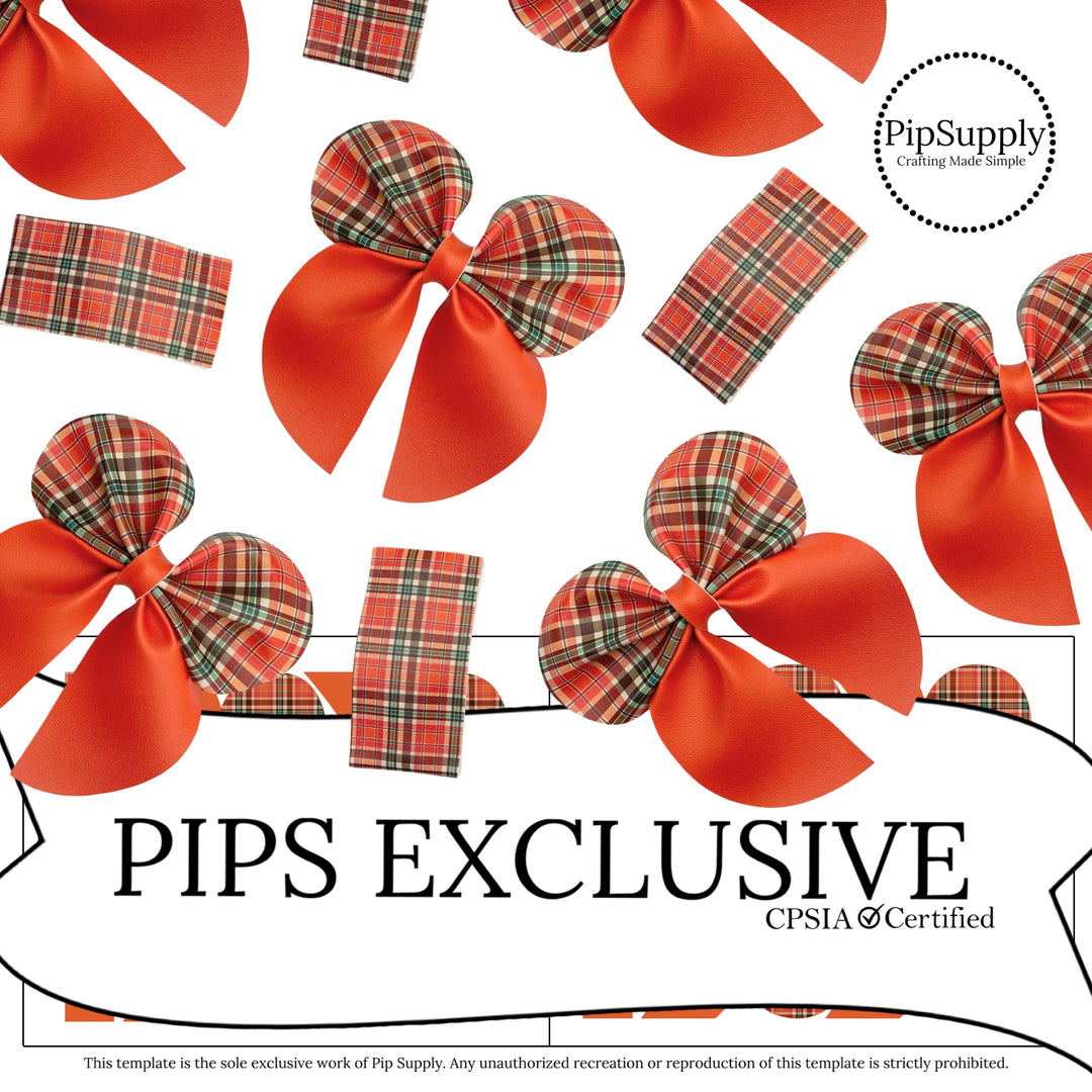 Cozy Fall Plaid Bubble Sailor Faux Leather DIY Hair Bows