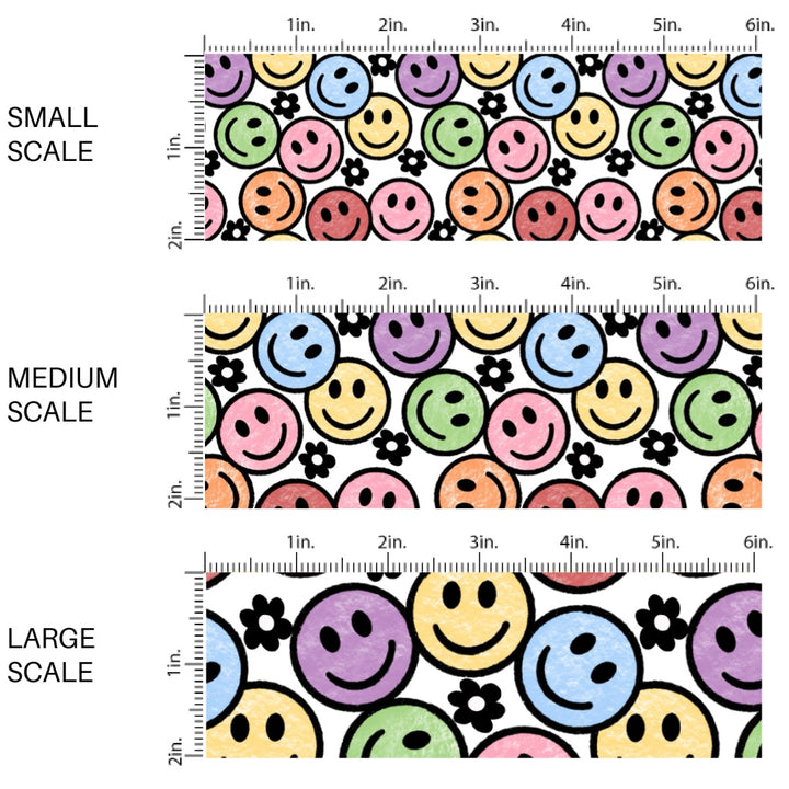 These smiley themed fabric by the yard features crayon color smiles pattern. This fun pattern fabric can be used for all your sewing and crafting needs!