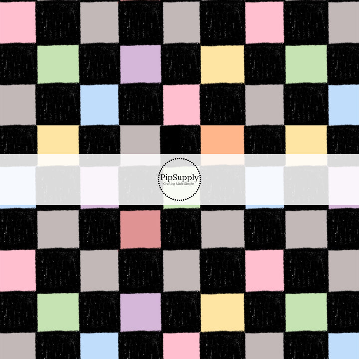 These colorful themed fabric by the yard features crayon rainbow checker pattern. This fun pattern fabric can be used for all your sewing and crafting needs!