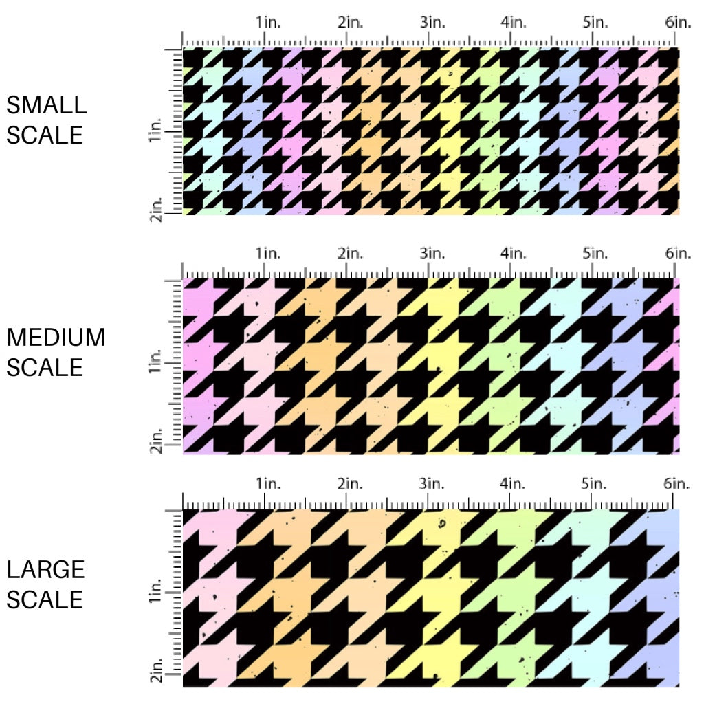 These colorful themed fabric by the yard features crayon rainbow houndstooth pattern. This fun pattern fabric can be used for all your sewing and crafting needs!