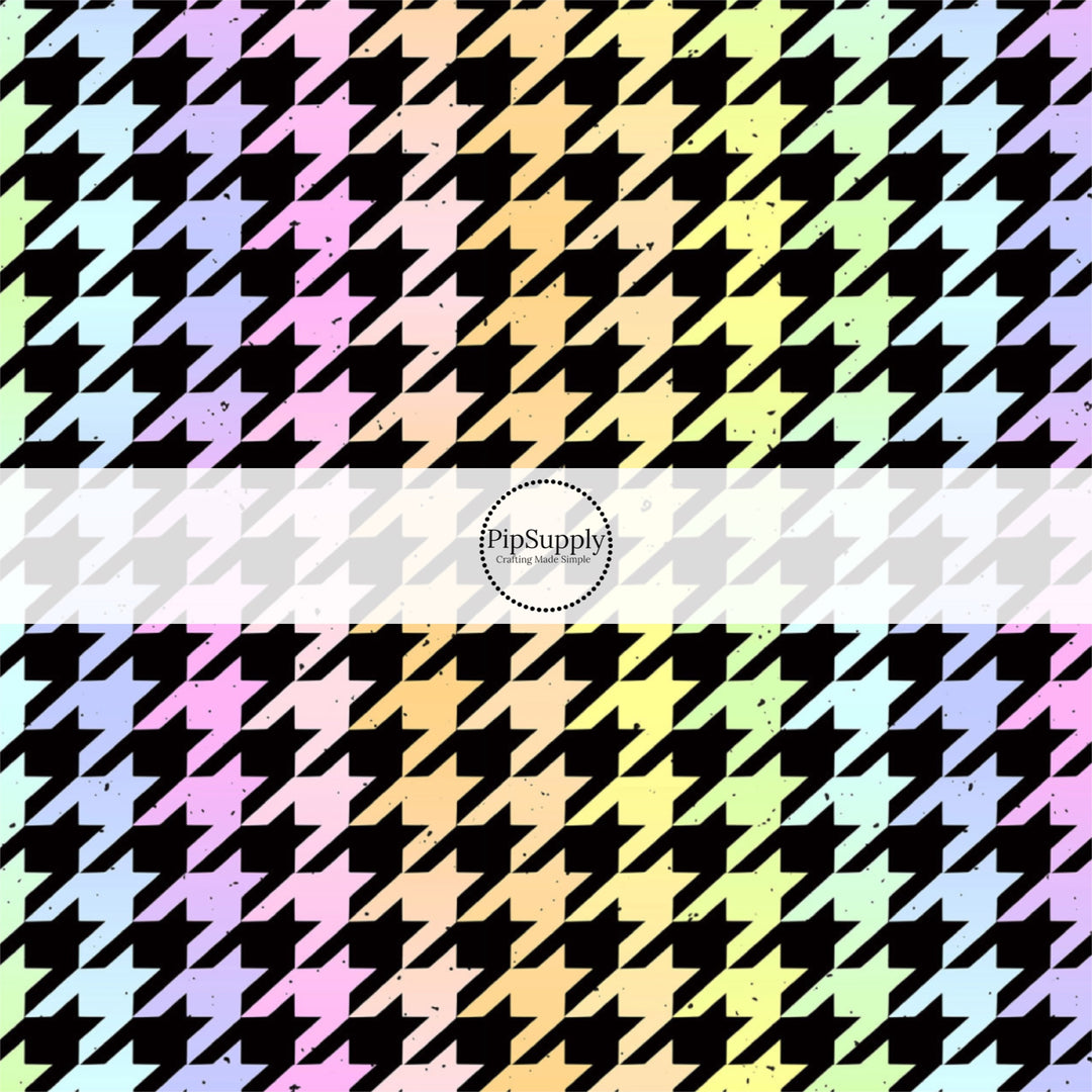 These colorful themed fabric by the yard features crayon rainbow houndstooth pattern. This fun pattern fabric can be used for all your sewing and crafting needs!