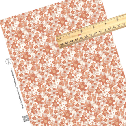 Brown and white floral on cream faux leather sheets