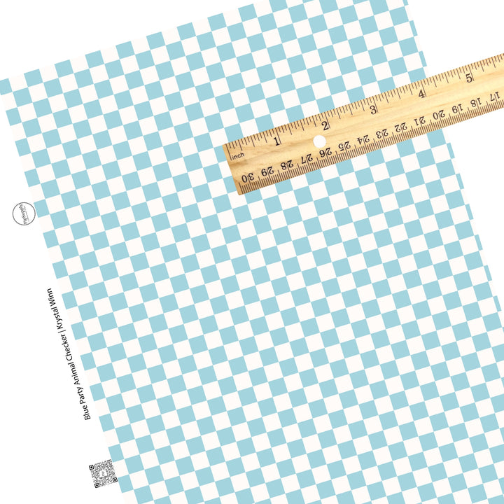 These checkered themed faux leather sheets contain the following design elements: cream and light blue checkered pattern. Our CPSIA compliant faux leather sheets or rolls can be used for all types of crafting projects.