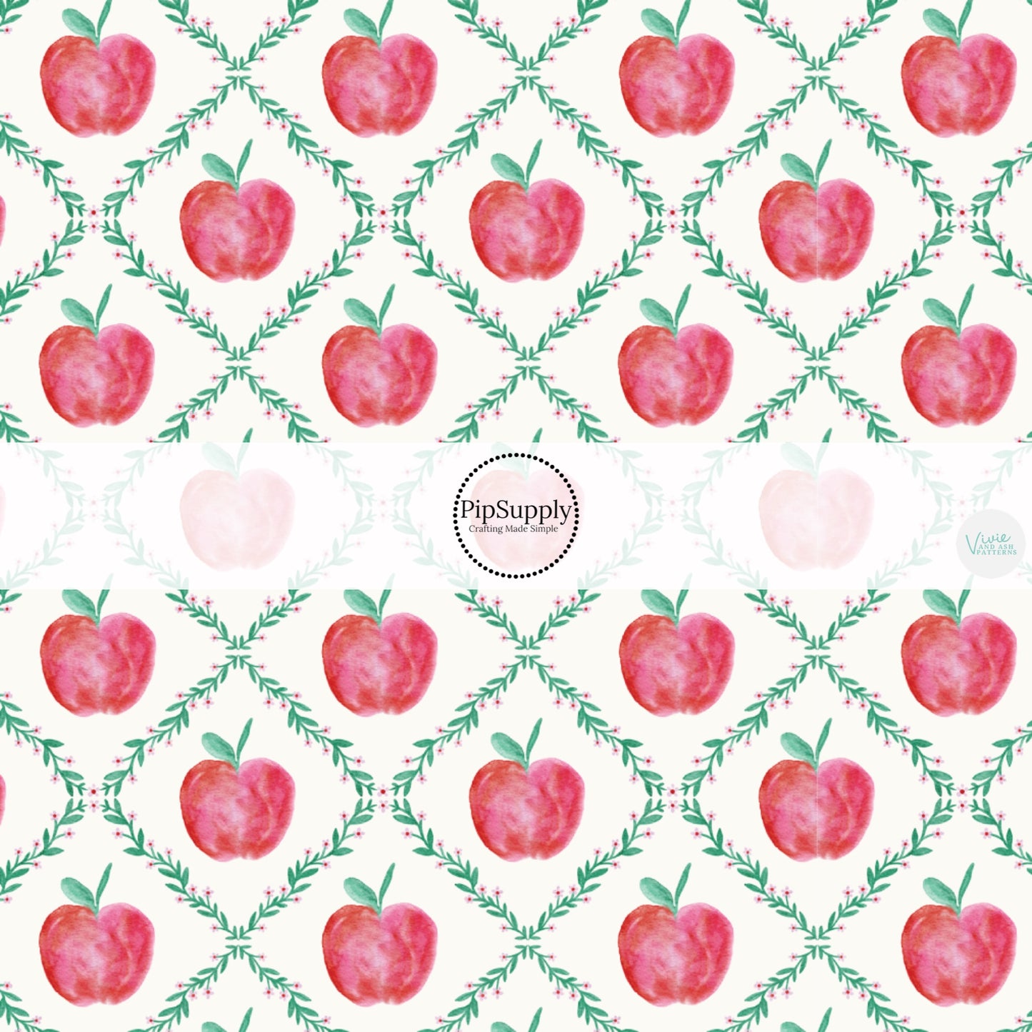 These school themed fabric by the yard features red apples and lattice on cream. This fun themed fabric can be used for all your sewing and crafting needs!