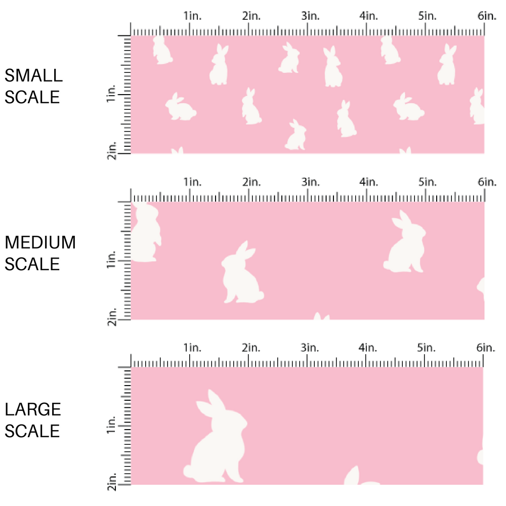 White Bunny Silhouettes on Pink Fabric by the Yard scaled image guide.