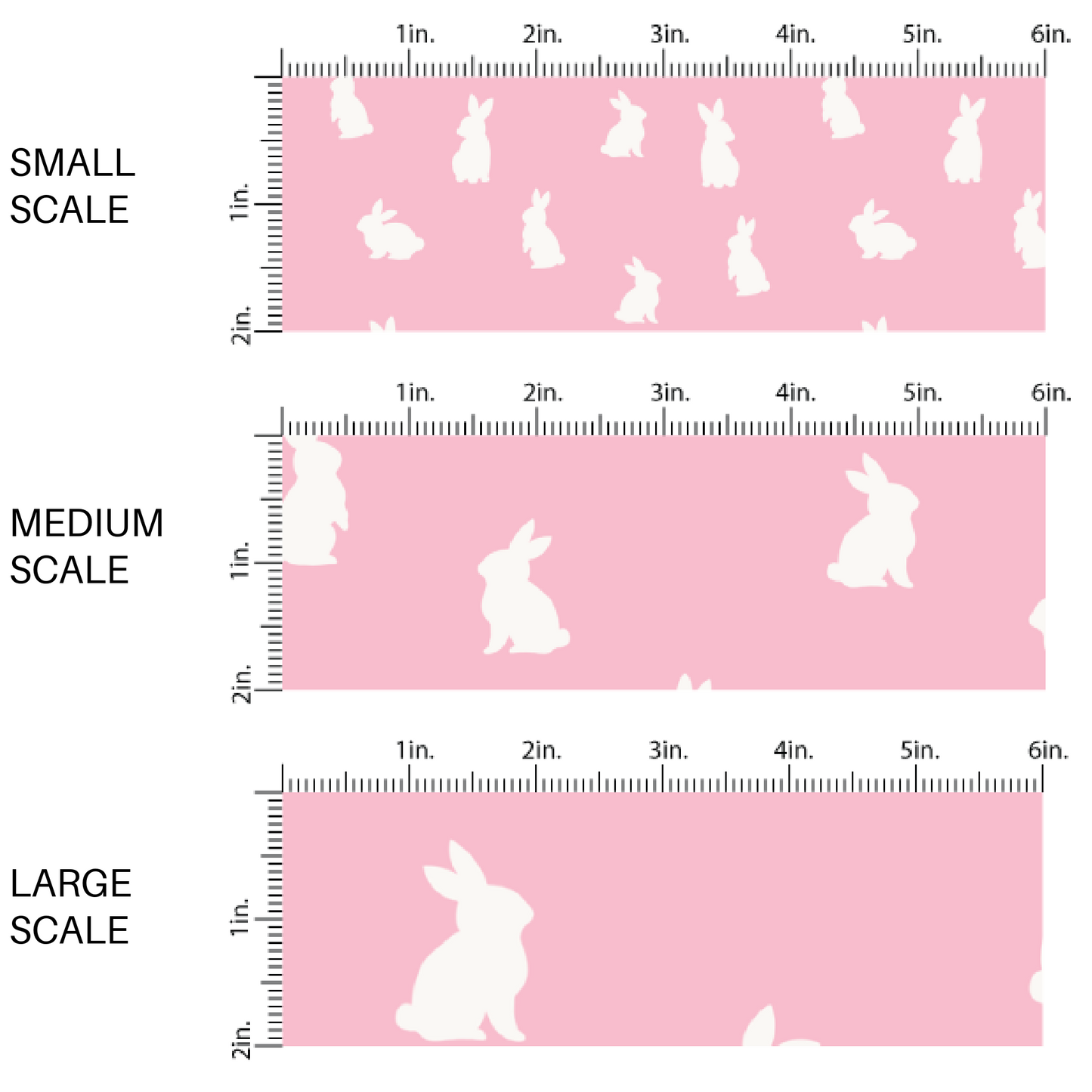 White Bunny Silhouettes on Pink Fabric by the Yard scaled image guide.