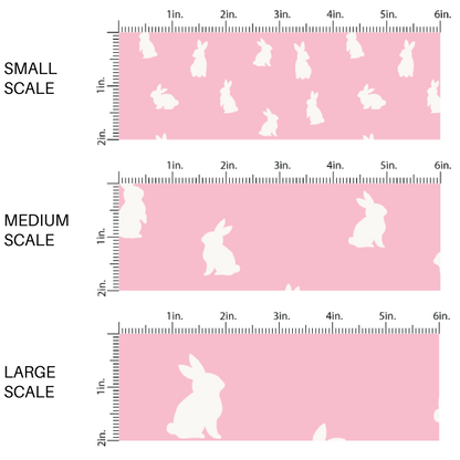 White Bunny Silhouettes on Pink Fabric by the Yard scaled image guide.