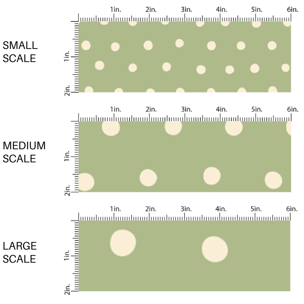Cream Dots on Sage Green Fabric by the Yard scaled image guide.
