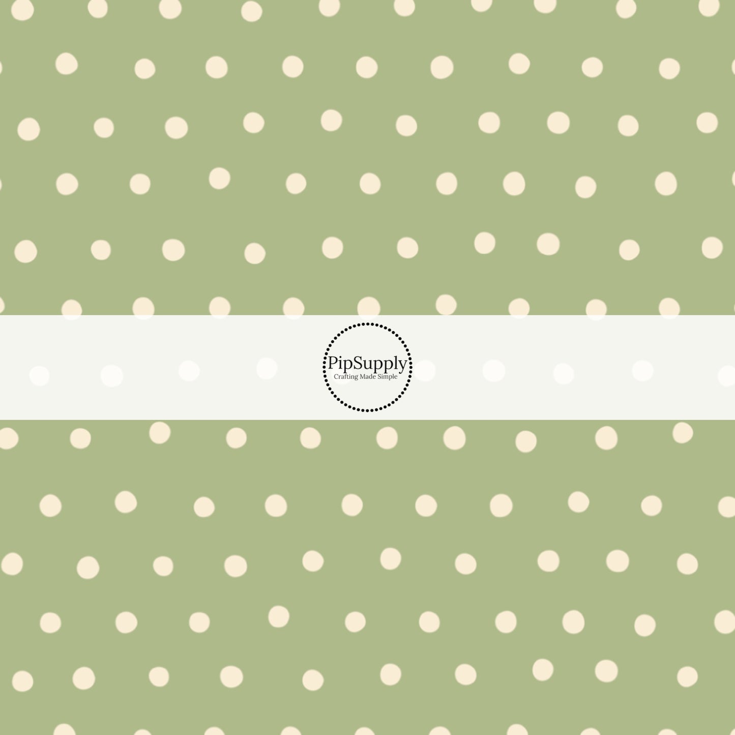 Cream Dots on Sage Green Fabric by the Yard.