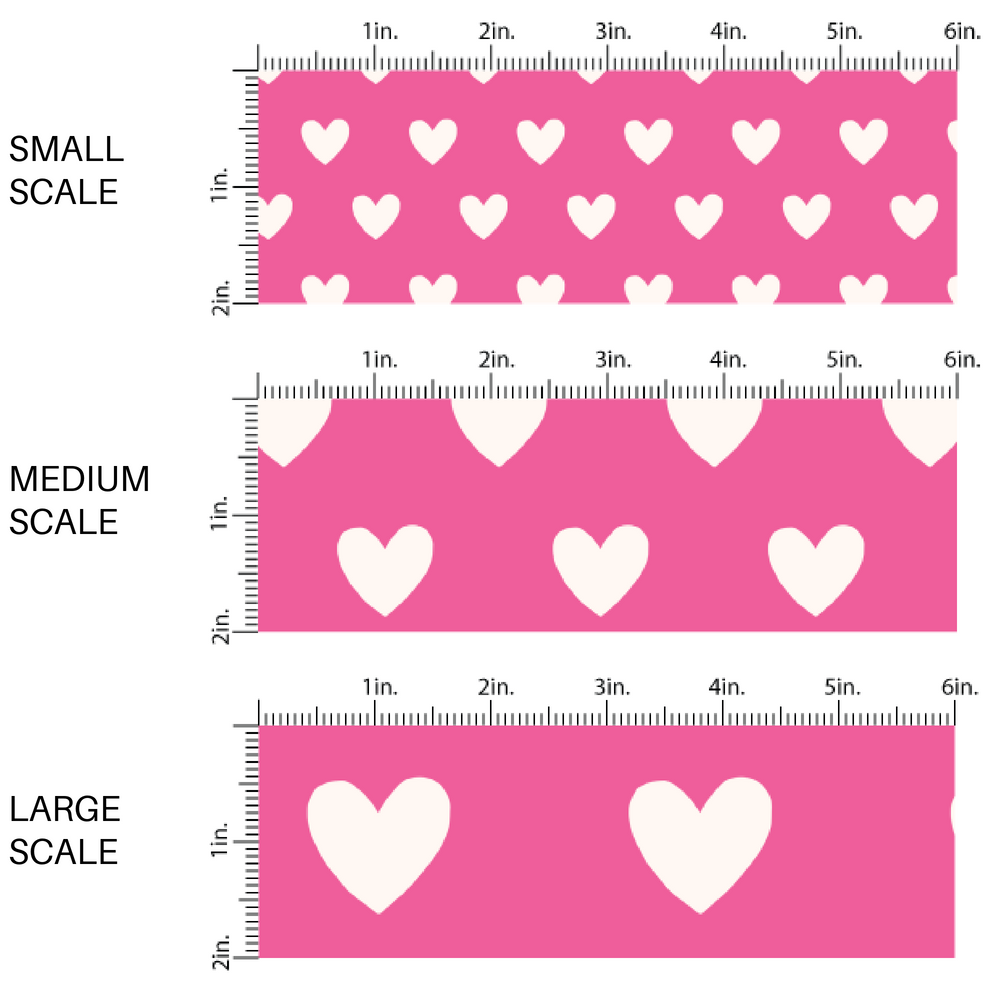 Cream Hearts on Pink Fabric by the Yard scaled image guide.