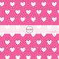 Cream Hearts on Pink Fabric by the Yard