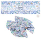 These floral themed cream no sew bow strips can be easily tied and attached to a clip for a finished hair bow. These fun summer floral themed bow strips features navy blue, light blue, teal, light pink, cream, yellow, and aqua flowers on cream are great for personal use or to sell.