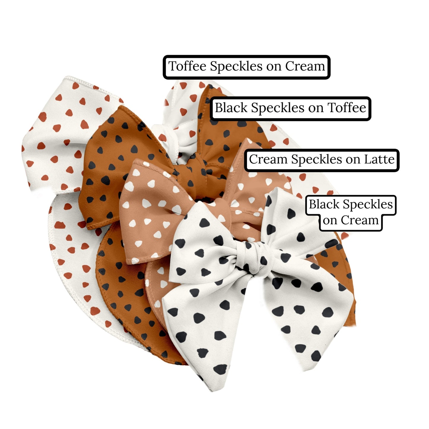 Cream Speckles on Latte Hair Bow Strips