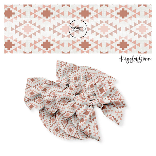 This fun desert pattern bow strips with blush and rust colored western aztec pattern are great for personal use or to sell.