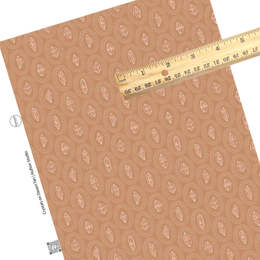 These crystal dot themed brown faux leather sheets contain the following design elements: small white dots surrounding crystals on brown.  Our CPSIA compliant faux leather sheets or rolls can be used for all types of crafting projects. 