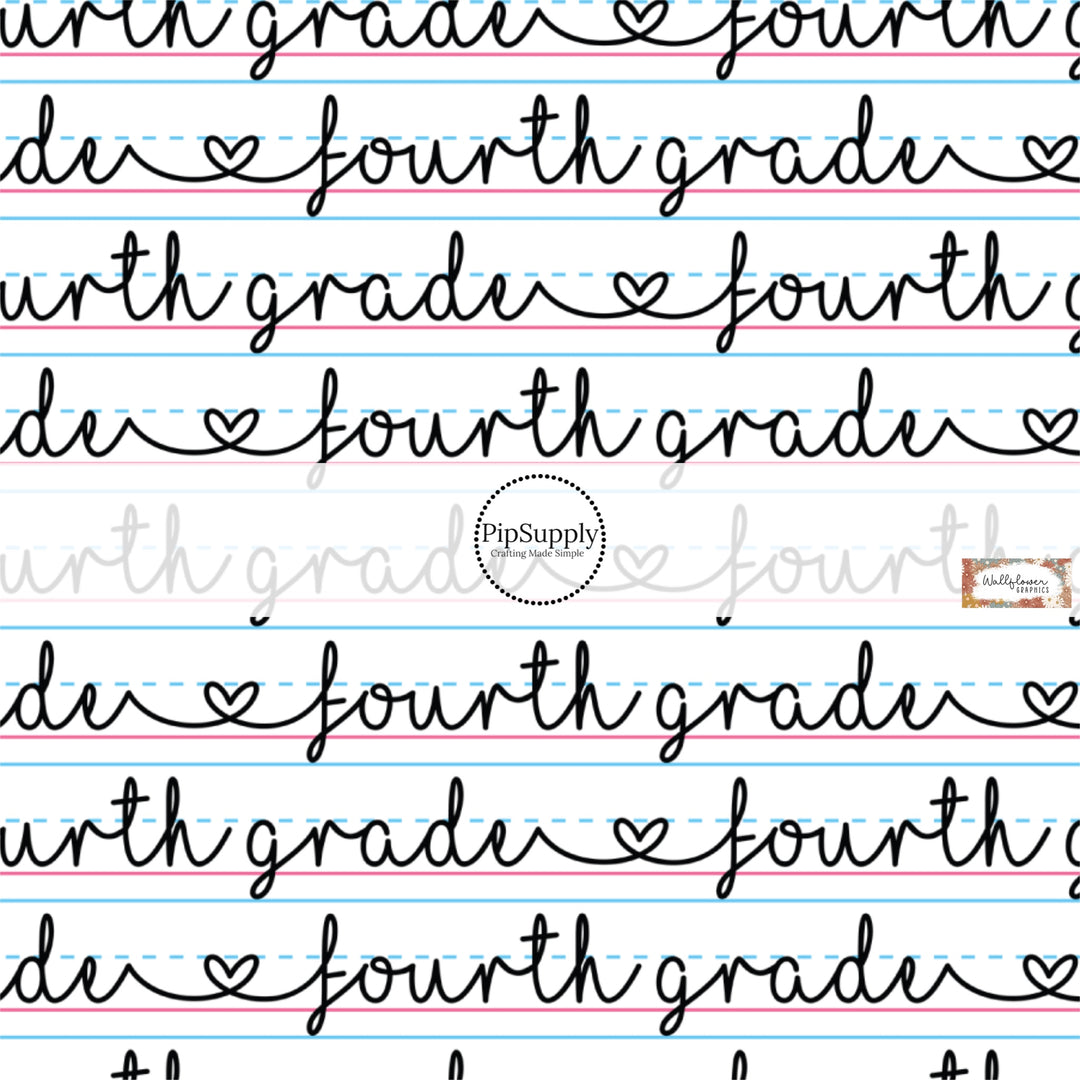 These school themed pattern fabric by the yard features cursive handwriting on lined paper patterns. This fun fabric can be used for all your sewing and crafting needs!