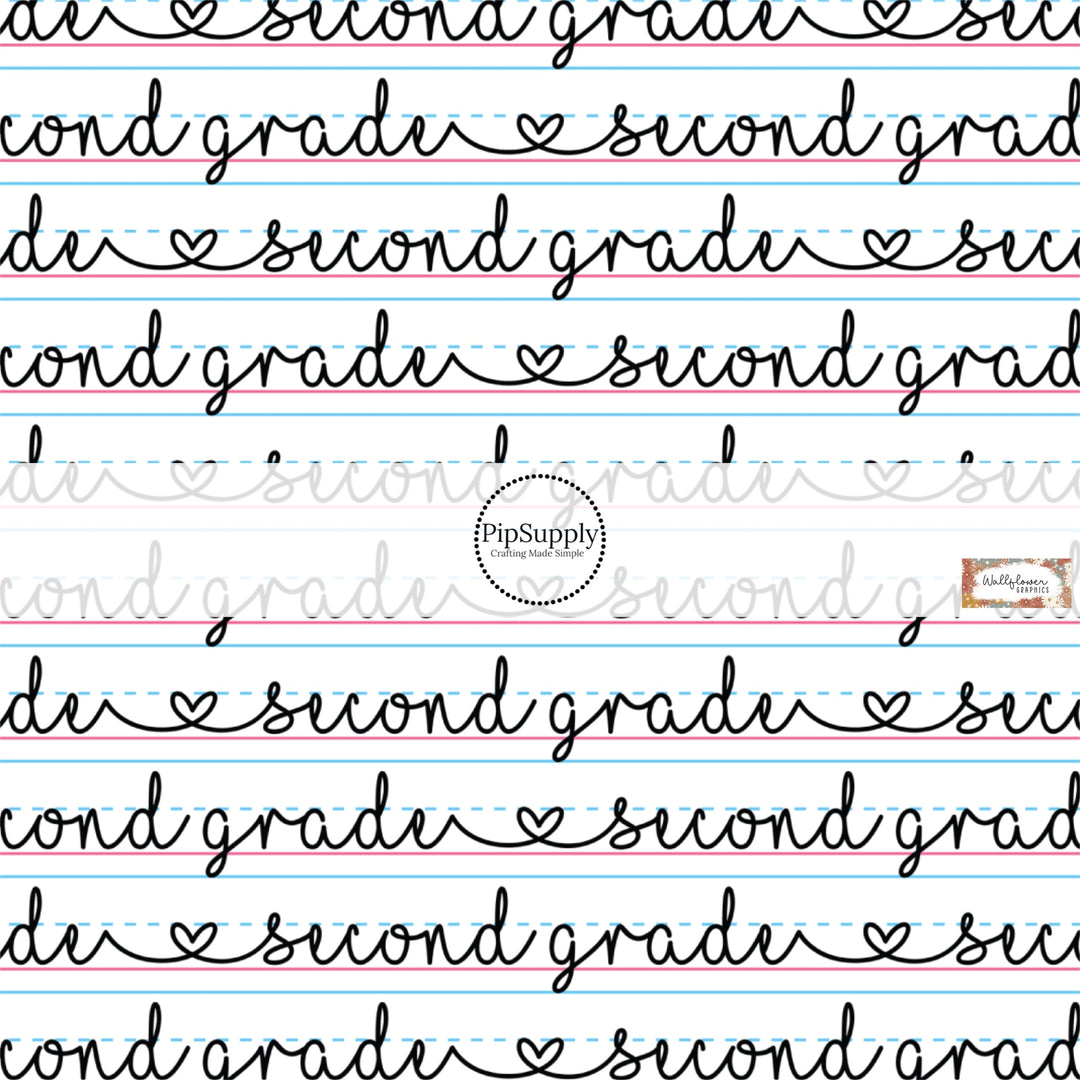 These school themed pattern fabric by the yard features cursive handwriting on lined paper patterns. This fun fabric can be used for all your sewing and crafting needs!