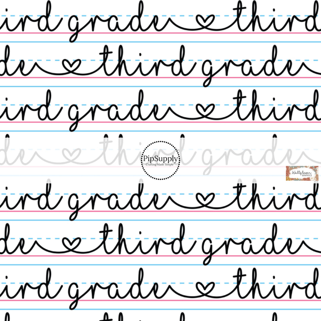 These school themed pattern fabric by the yard features cursive handwriting on lined paper patterns. This fun fabric can be used for all your sewing and crafting needs!