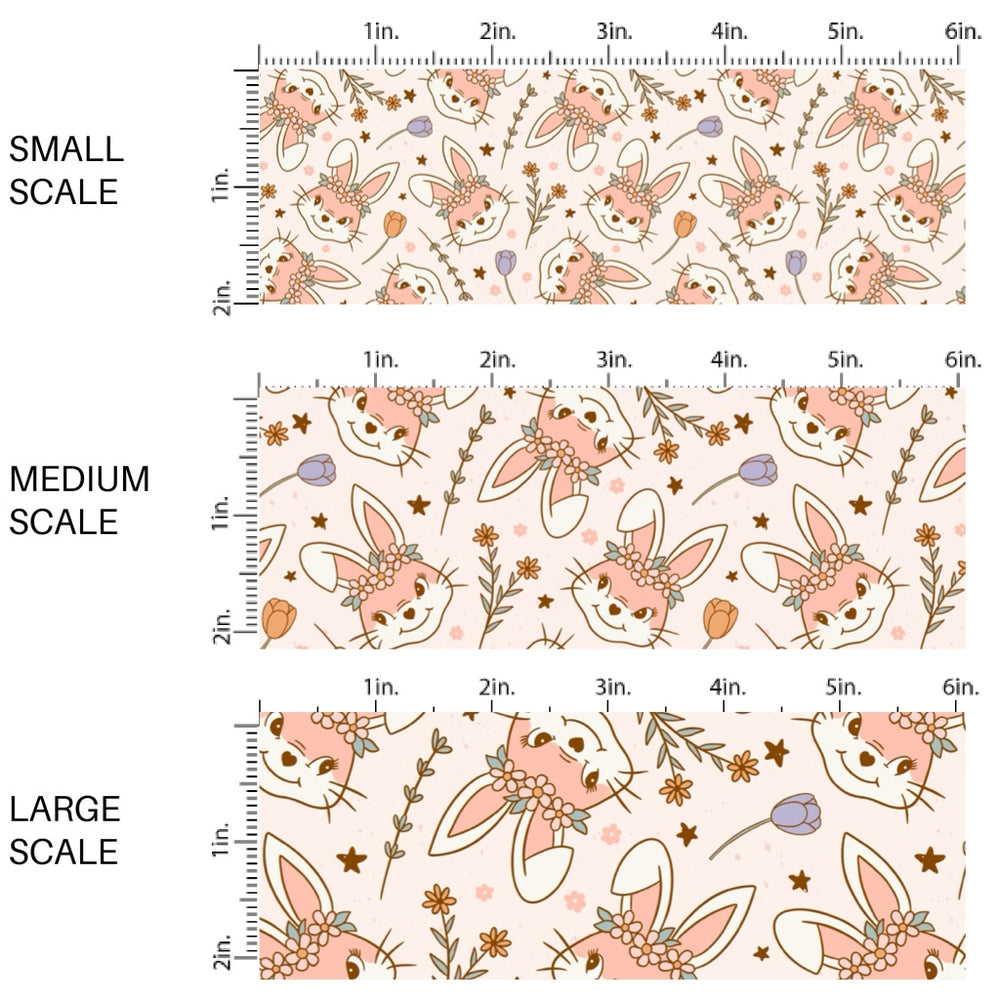 This Easter themed fabric by the yard features bunnies in flower crowns and spring flowers. This fun pattern fabric can be used for all your sewing and crafting needs!