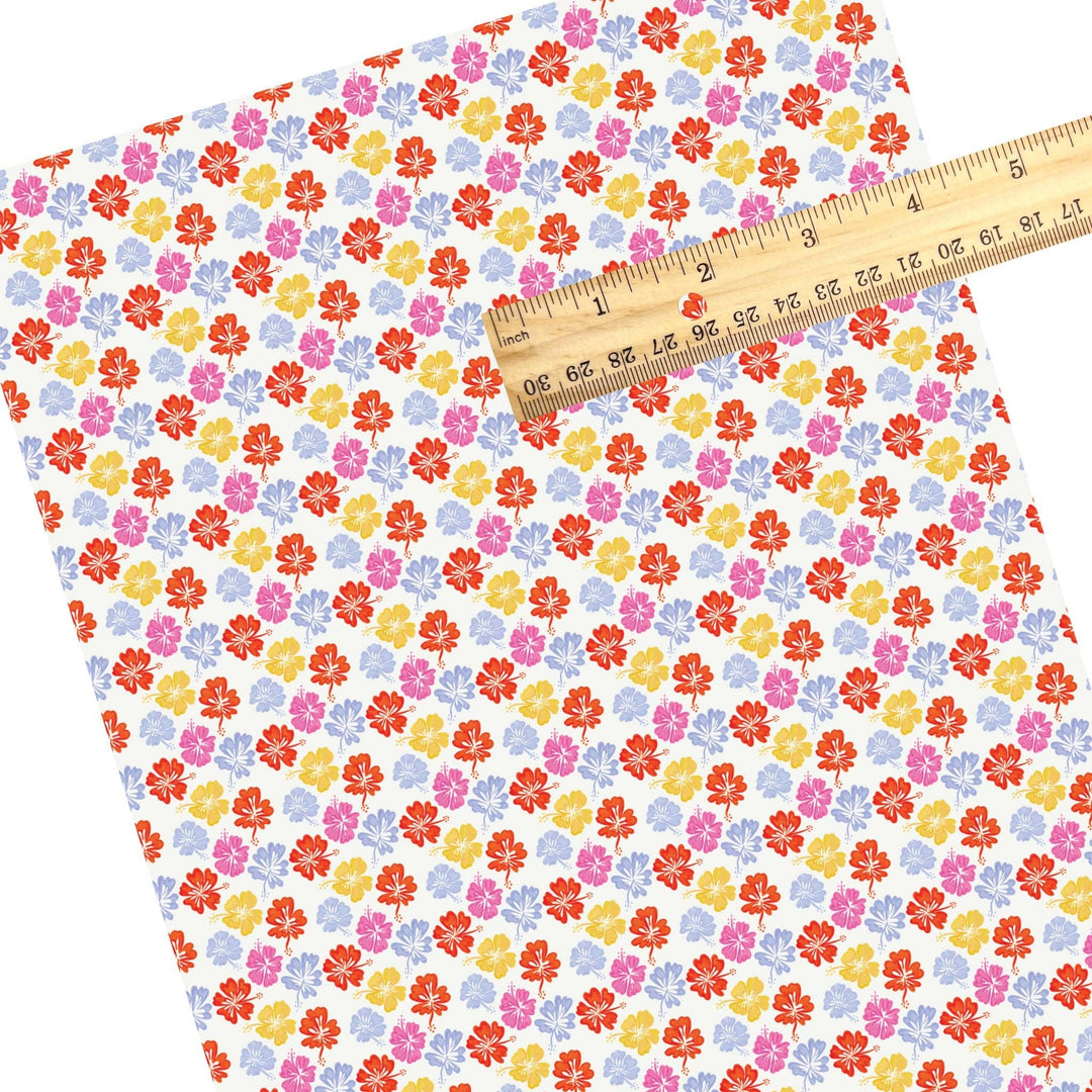 Multi Hibiscus Faux Leather Sheets