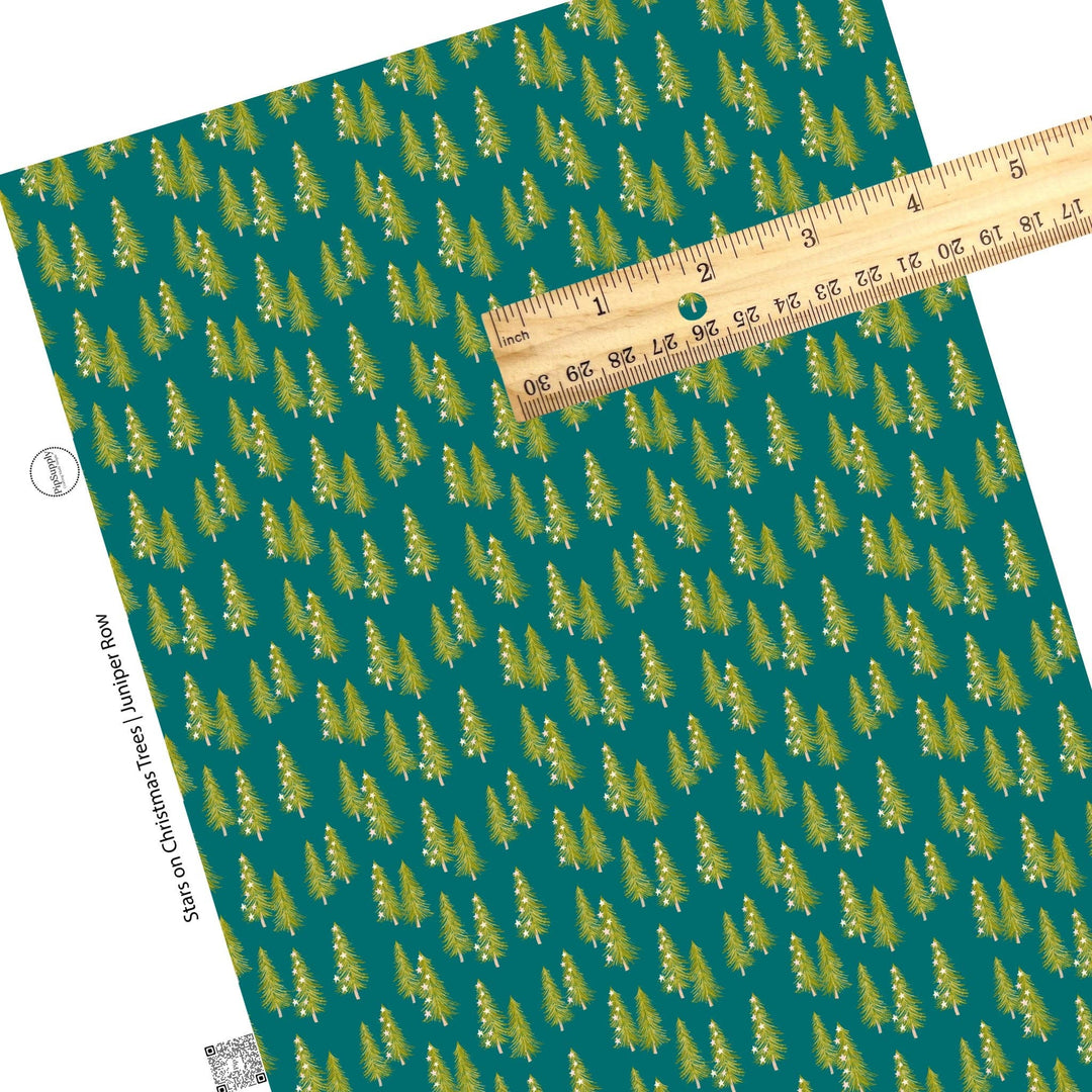 Stars on Christmas Trees Faux Leather Sheets